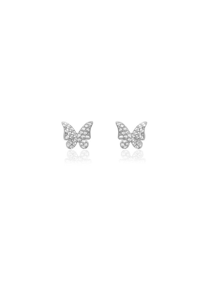 Ioaku butterfly sparkle studs silver