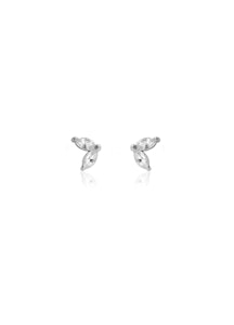 Ioaku 2 wings crystal stud earring silver