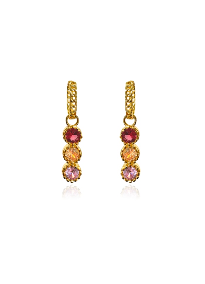 Ioaku chain multi crystal hoops rose red mix