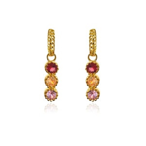 Ioaku chain multi crystal hoops rose red mix