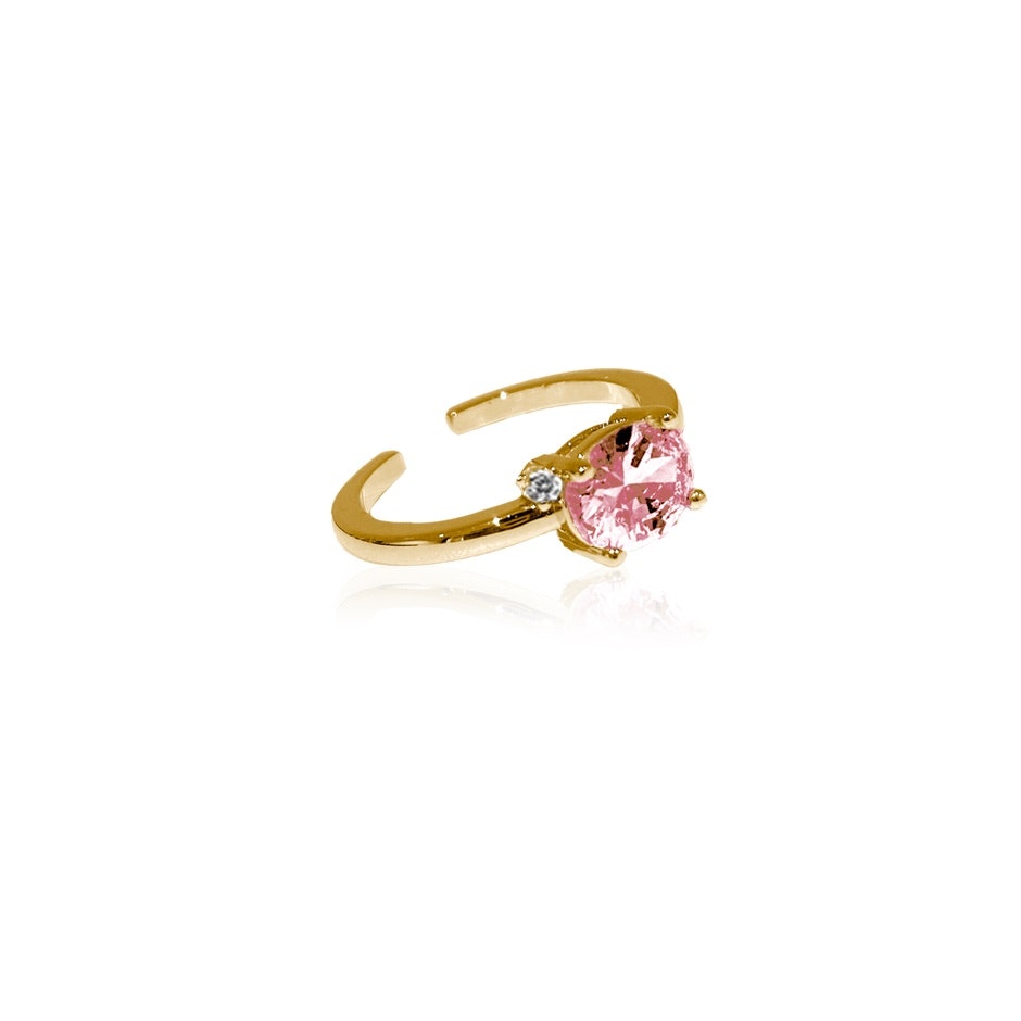 Ioaku Geisha ring guld rosa sten