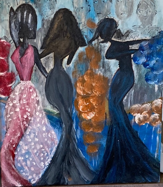 Dancing Ladies Acrylmålning, målad på Canvasduk Måla av Lisbeth Ericsson hos EriCsson Ur och Guld jemasMix