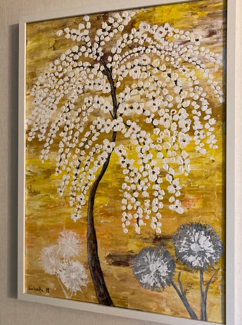 Det vita trädet acrylmålning, målad på canvasduk av Lisbeth Ericsson finns hos EriCsson Ur och Guld/JemasMix