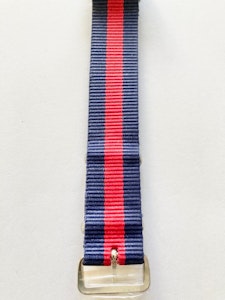 Textil-klockarmband med blå-röda ränder