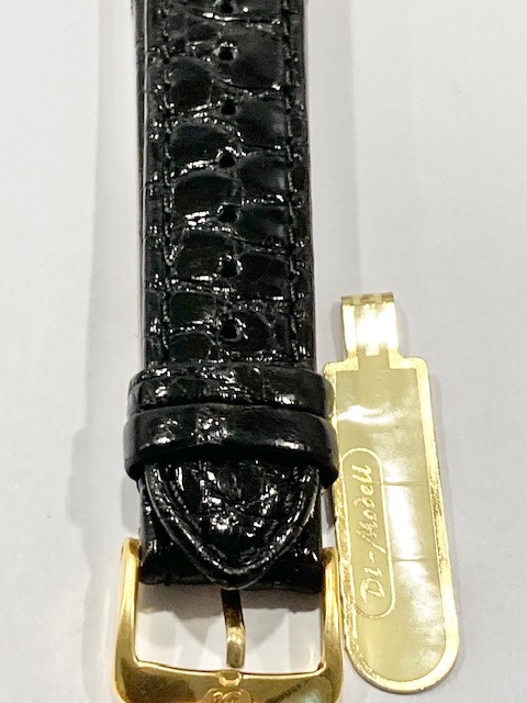 Äkta handgjord crocodile klockarmband svart med Guldmetallspänne 18 mm Bredd hos Ericsssonurochguld