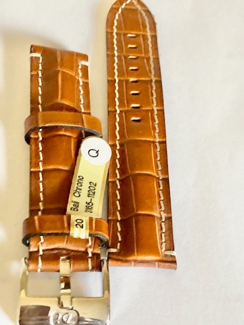 sportigt brunt klockarmband läder med vita stickningar Bredd 20 mm Outlet hos Ericsson UrochGuld