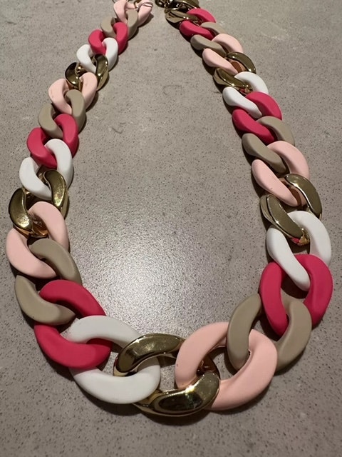 Mixed rosa vit guld halsband by odahl