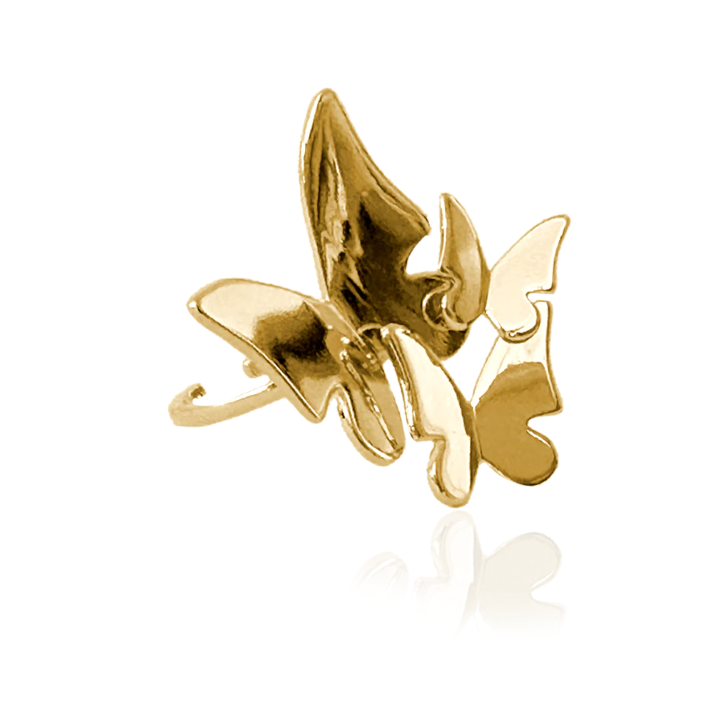 Elegant fjärils ring i guldfärj ioaku