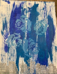 Blue roses akrylmålning av Lisbeth Ericsson