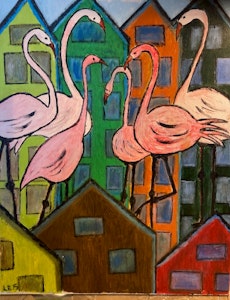 Flamingos akrylmålning av Lisbeth ericcson