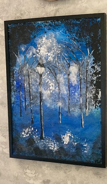 Den blå skogen - Akrylmålning på  canvasduk Storlek 50 x 60cm målas av Lisbeth Ericsson