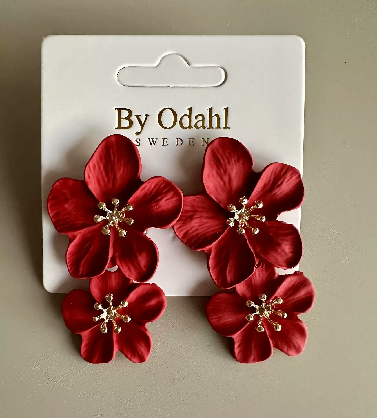 Röda dubbla blomörhängen by odahl