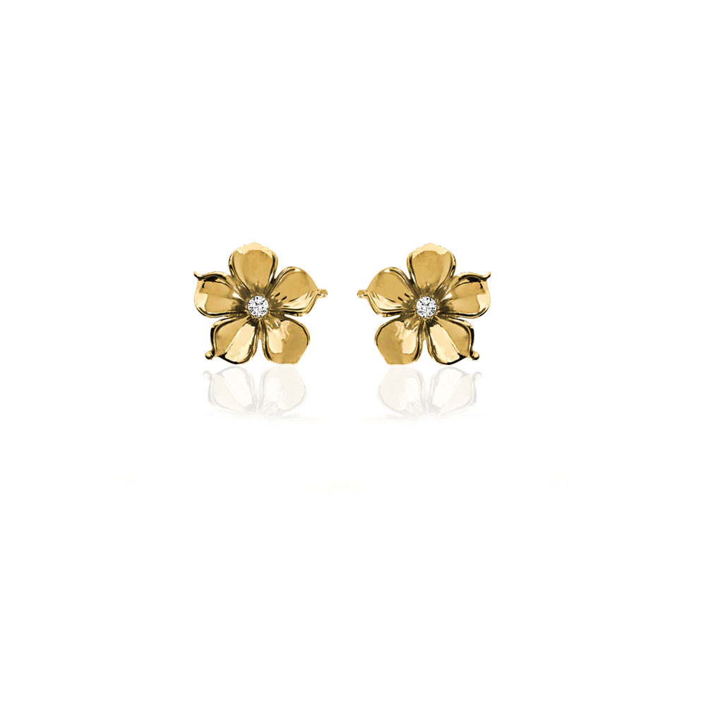 la fleur blommande örhänge studs guld
