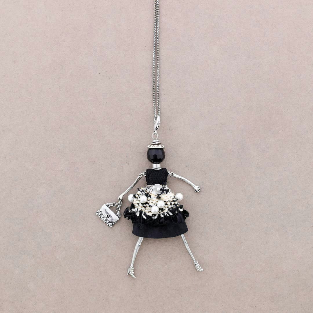 Docka halsband 50cm svart silverfärg Sonata