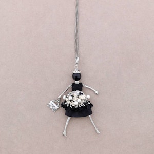 Halsband docka svart silver Sonata