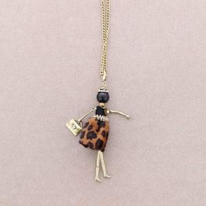 Halsband docka leopard guld Sonata