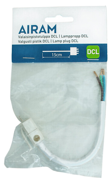 Lamppropp DCL, 15 cm kabel, 2x0,75 + jord