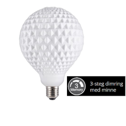 LED Designljuskälla i diamantform, 125 mm, 3-steg dimbar m vanlig strömbrytare E27 0,9 - 4W varmvit