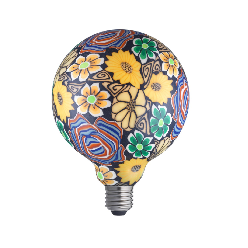 FLOWER - dimbar LED globljuskälla 125 mm med livfullt grafiskt blommönster, klicka & läs mer - 15% tom söndag = 166 kr!