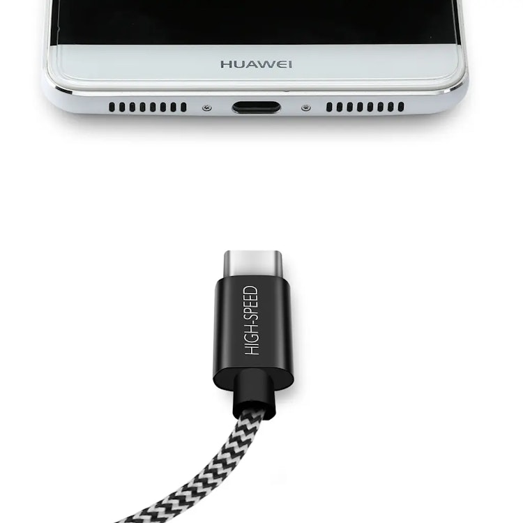 Skin USB-C-kabel 2.1A 1,5 m - Svart/Vit