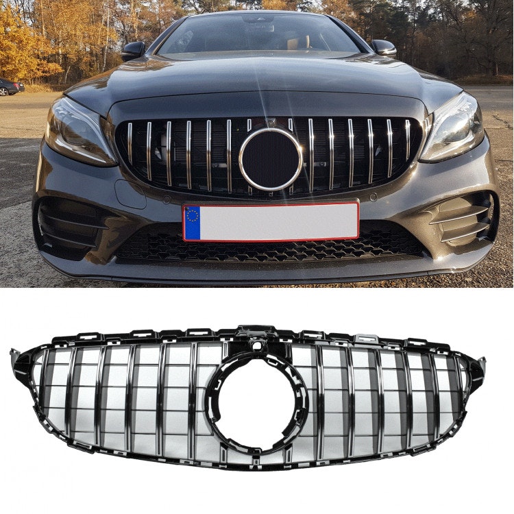 Svart grill Mercedes C-KLASS W205 facelift med frontkamera i krom