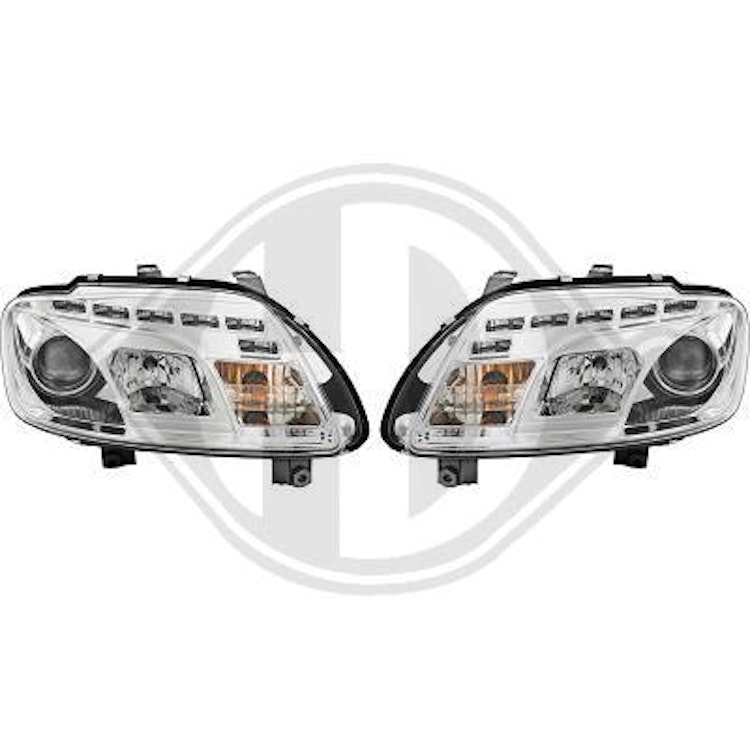 Strålkastare VW Caddy & Touran Devil Eyes Kromade 03-06 - Styling4u.se