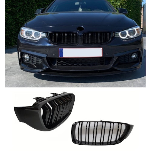 Grill/Njurar för BMW F32 F33 F36 F80 F82 Blanksvarta med dubbla stänger