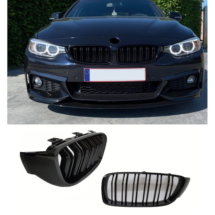 Grill/Njurar för BMW F32 F33 F36 F80 F82 Blanksvarta med dubbla stänger