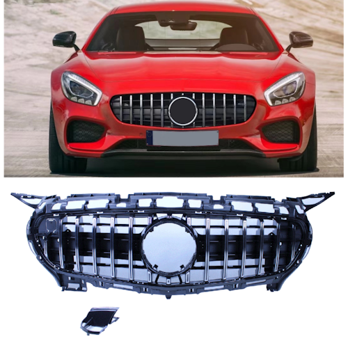 Blanksvart grill med krom för Mercedes AMG GT C190 Coupe 14-17