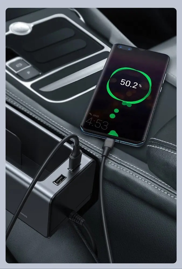 Baseus Deluxe bilhållare med dubbla USB-portar för laddning av mobil