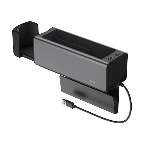 Baseus Deluxe bilhållare med dubbla USB-portar för laddning av mobil