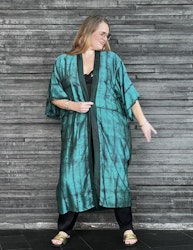 RECYKLAD SIDEN KIMONO EMERALD