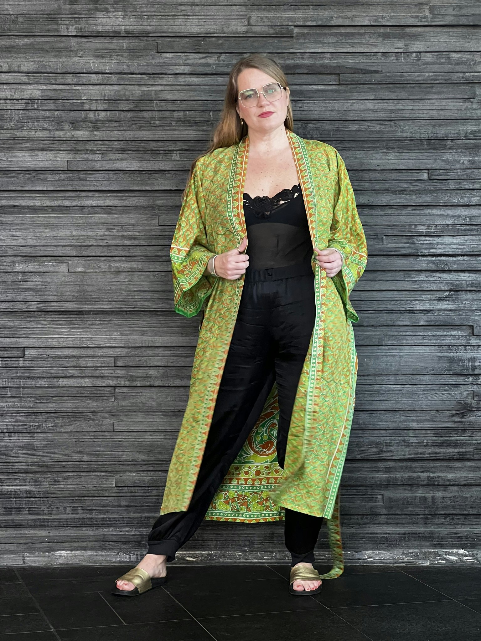 RECYKLAD SIDEN KIMONO ASTRID