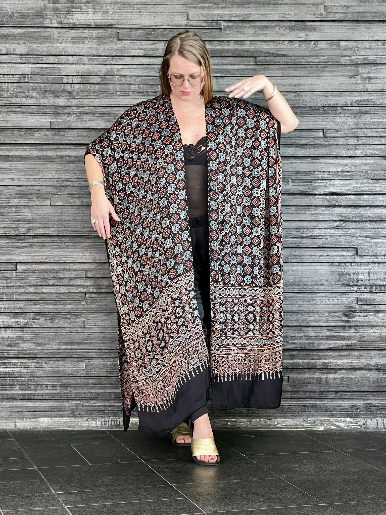 HANDTRYCKT KIMONO #28