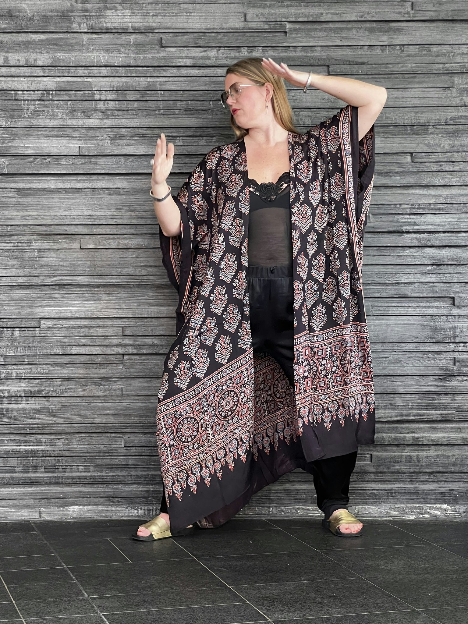 HANDTRYCKT KIMONO #31