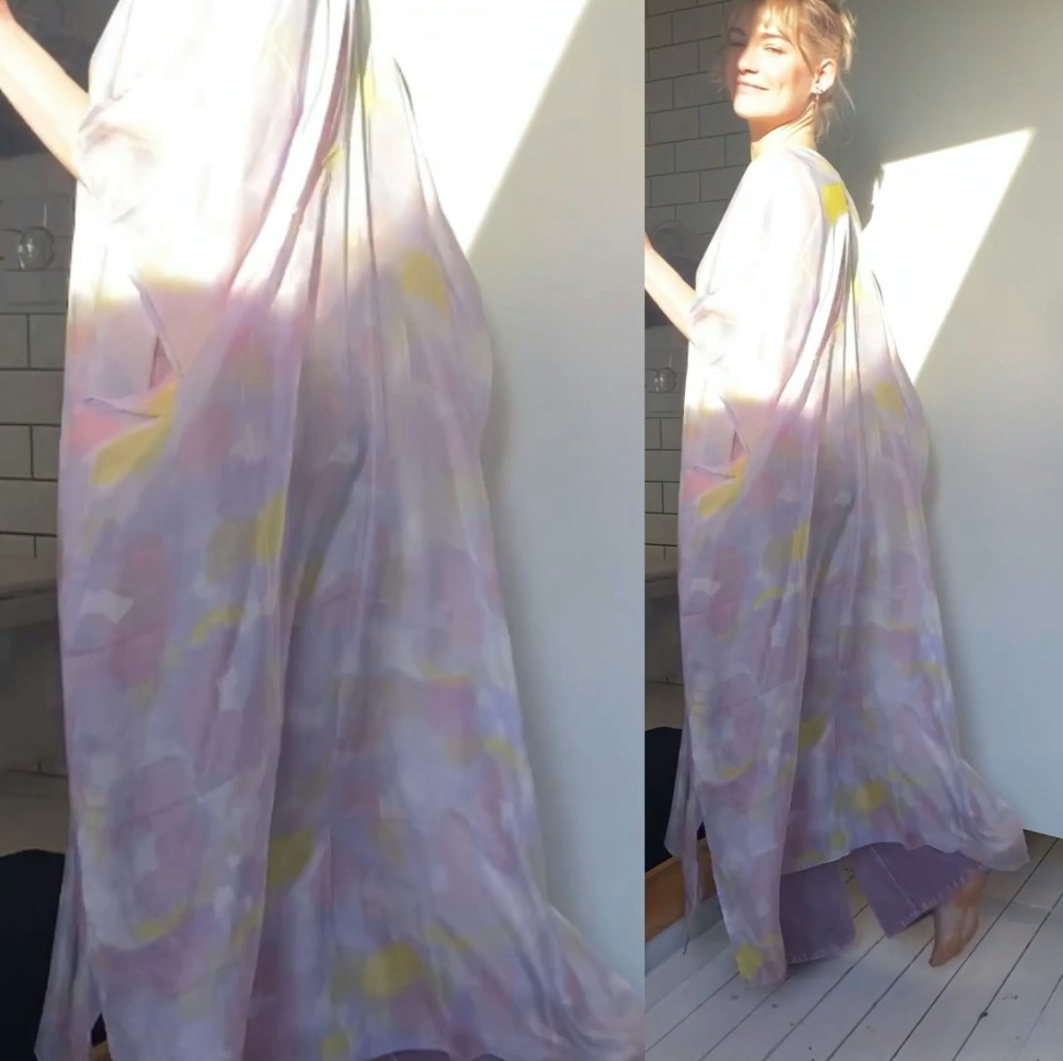 LÅNG SIDENKIMONO MED KNAPPAR #6