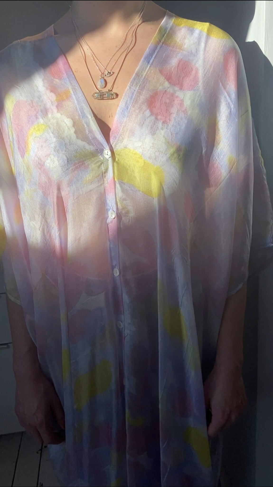 LÅNG SIDENKIMONO MED KNAPPAR #6
