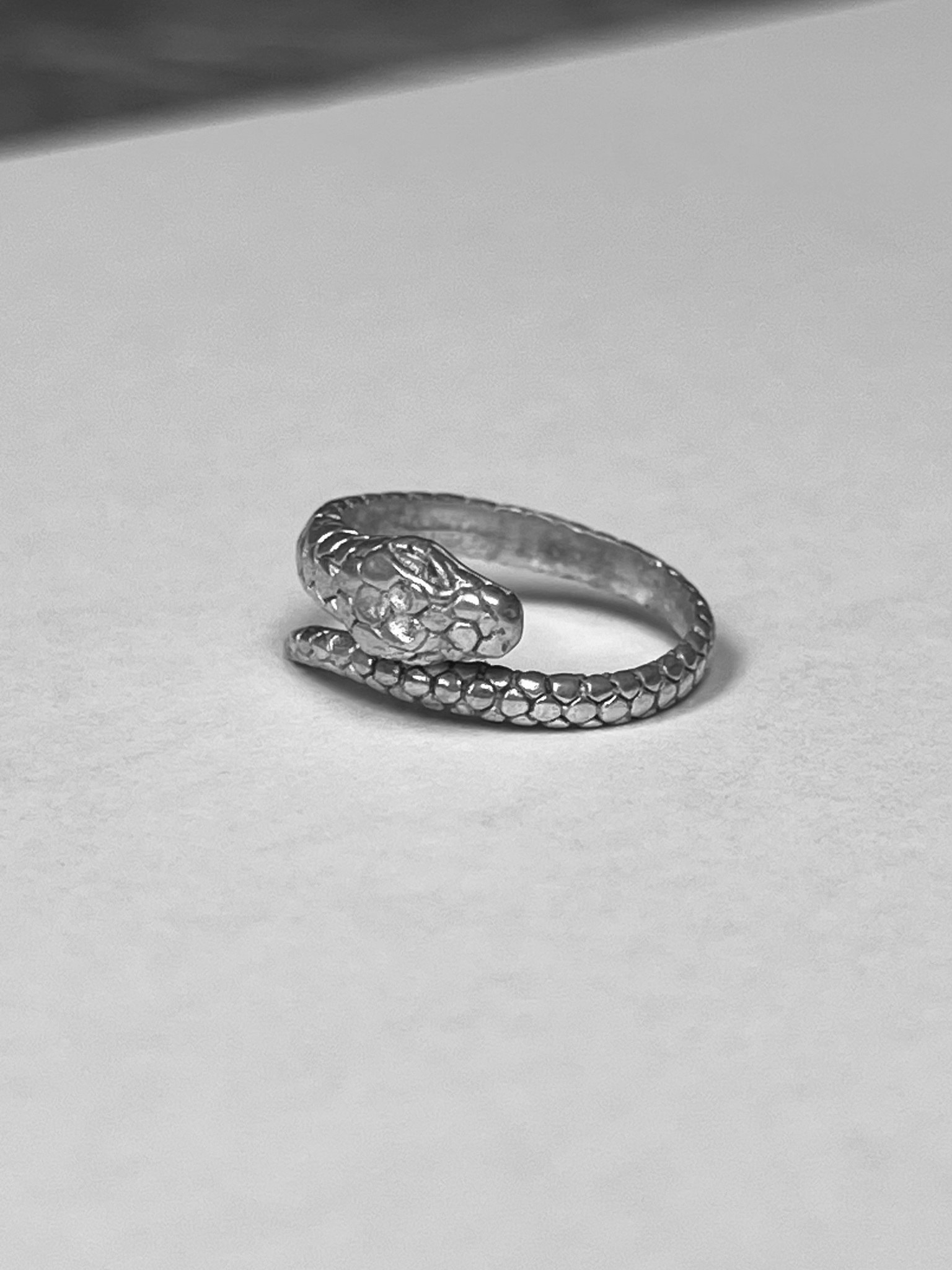TUNN ORM RING I FÖRSILVRAD MÄSSING