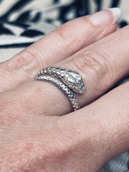 TUNN ORM RING I FÖRSILVRAD MÄSSING