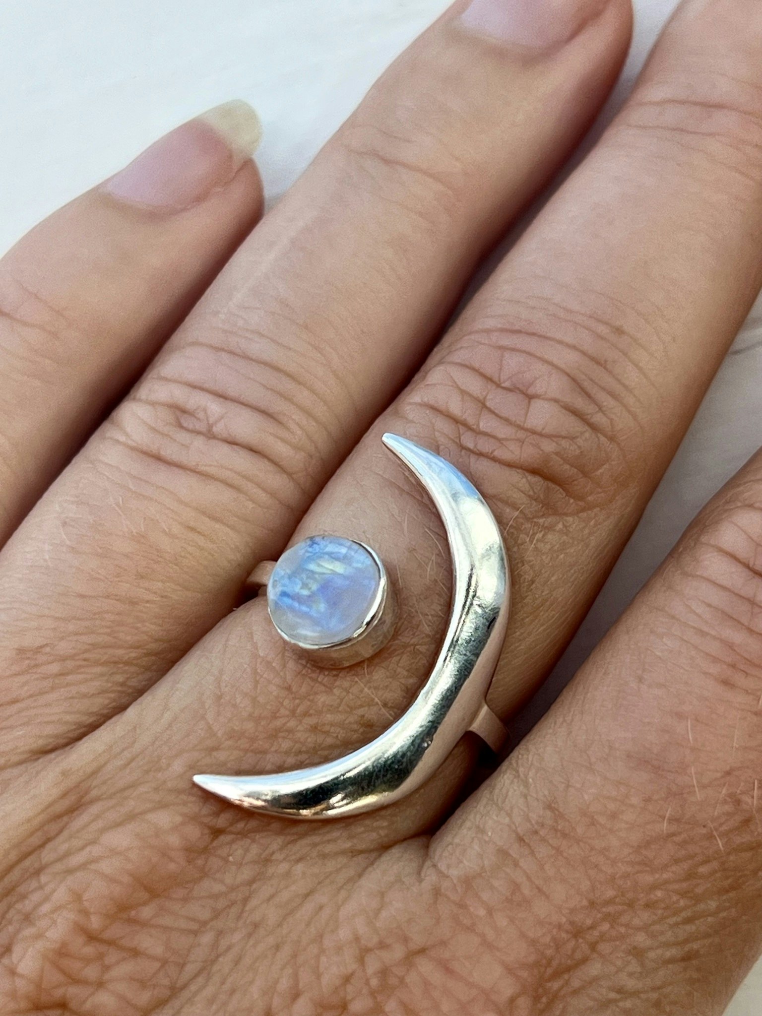 MÅNE MED MÅNSKÄRA RING 925 SILVER