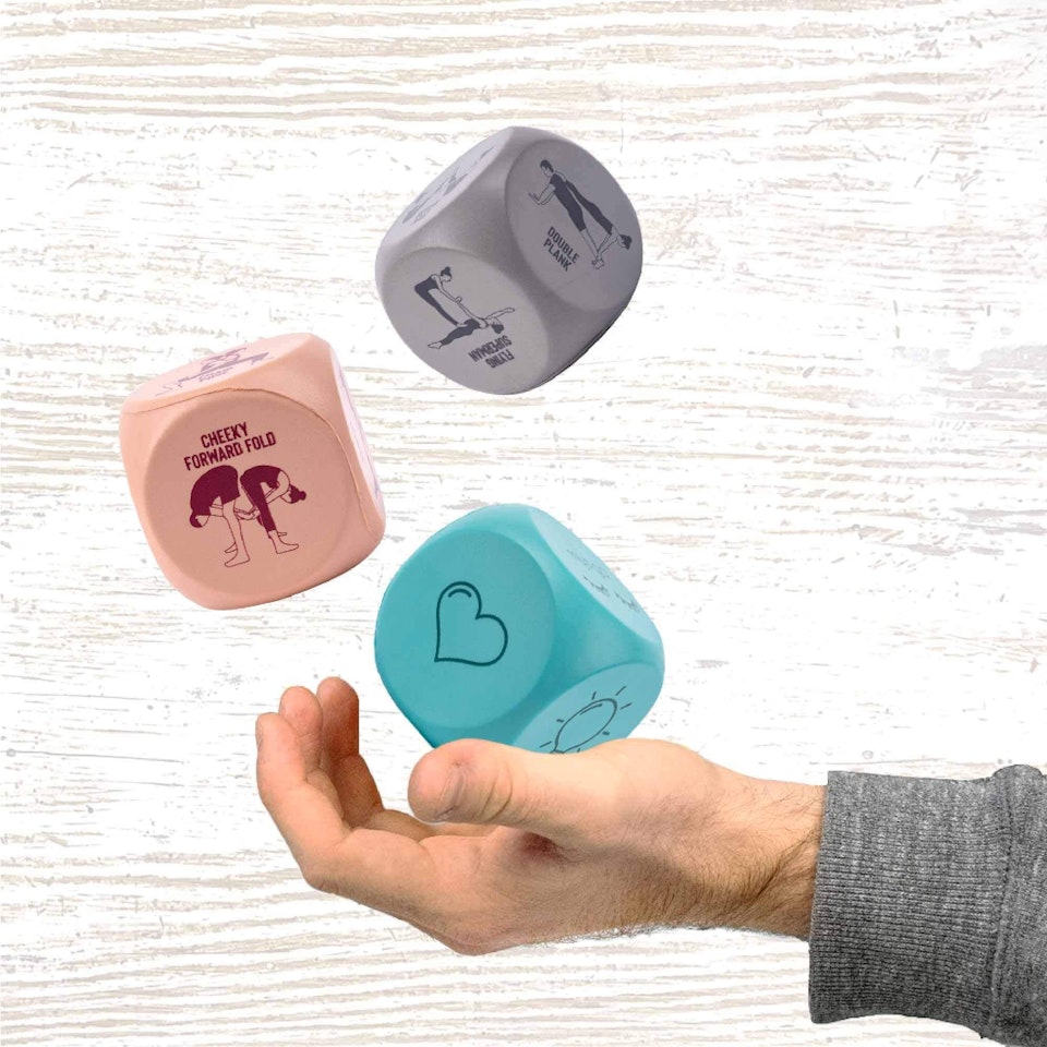 Myga Adults Yoga Dice Game - Set of 3 Yoga Dice - 2 Pose Dice and 1 Action  Dice - 12 Partner Yoga Poses - 6 Action Cues - Workout Fun Fitness