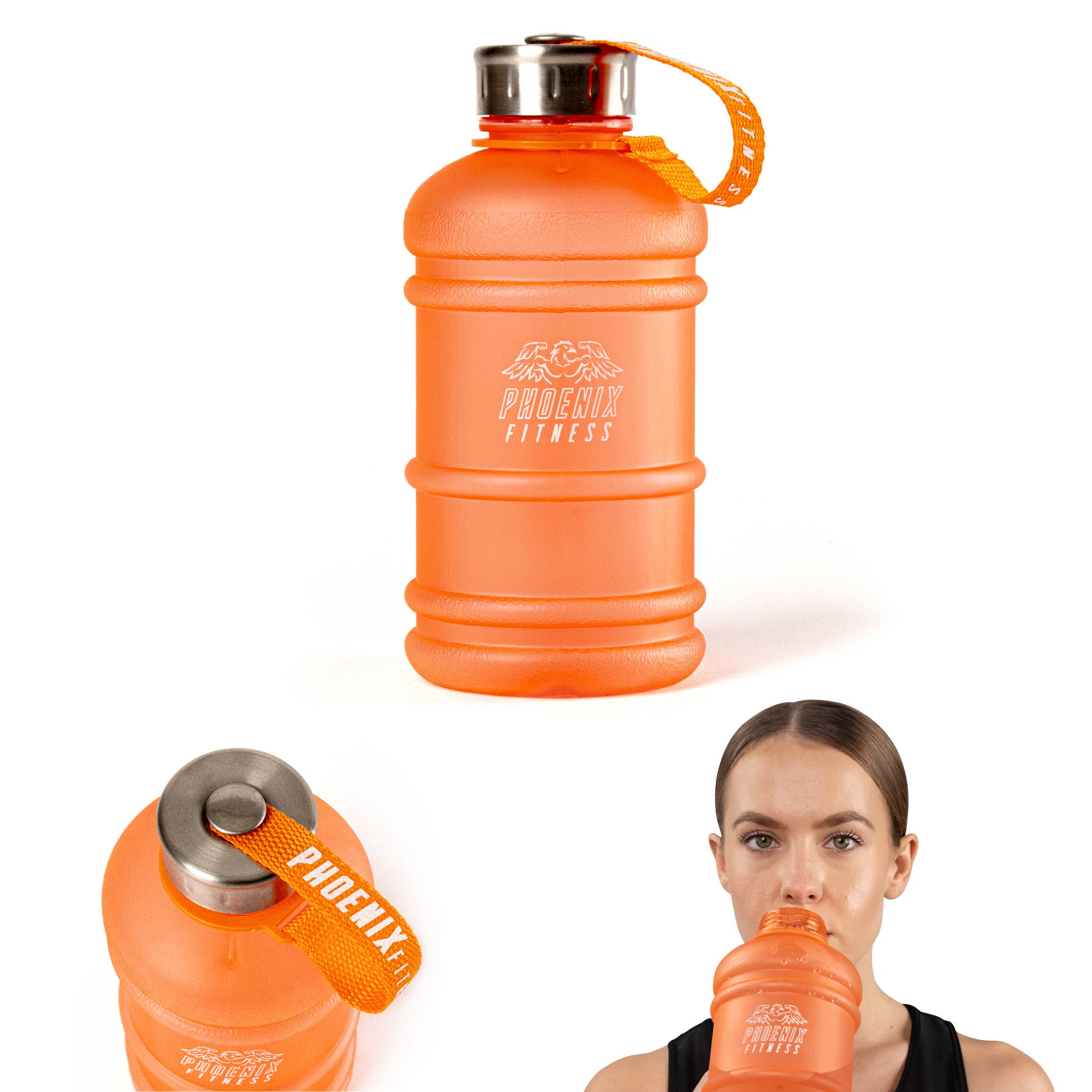 Phoenix Fitness - 1L Drinks Hydration Water Bottle -  Orange