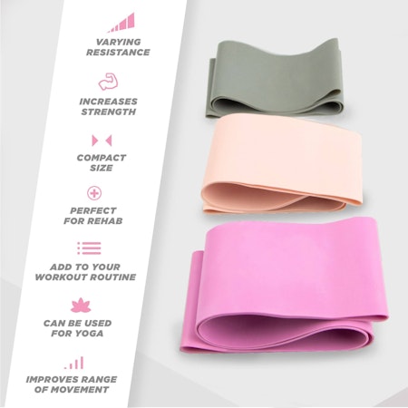 Phoenix Fitness - 3 Pack Circle Resistance Bands - Pink/Grey