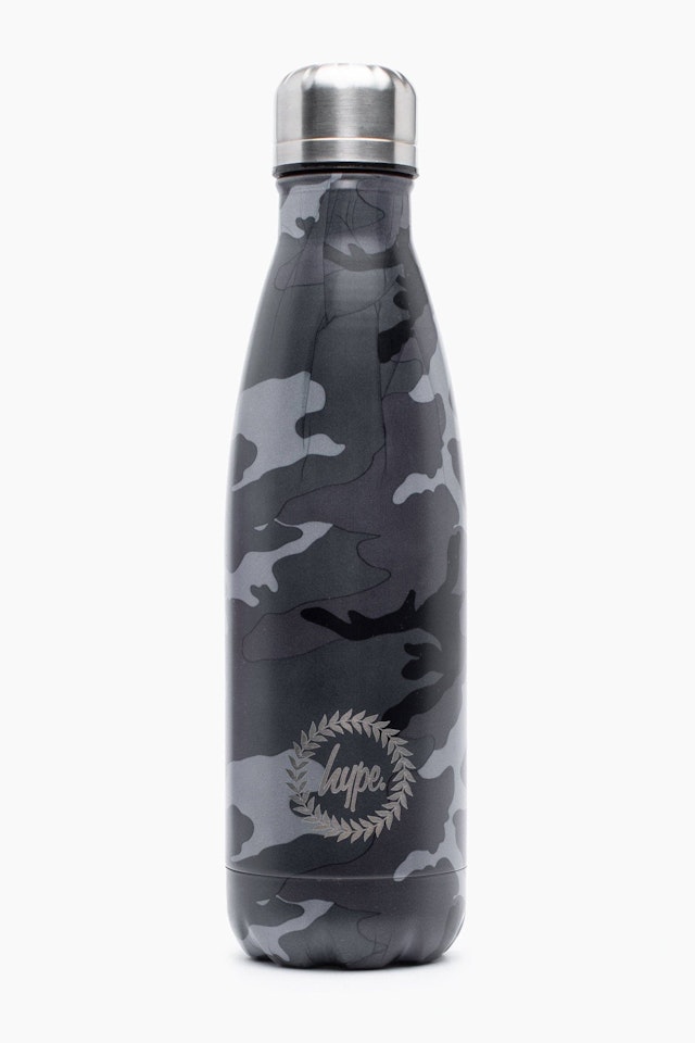 Hype  Metal Water Bottle - Black & Grey Camo