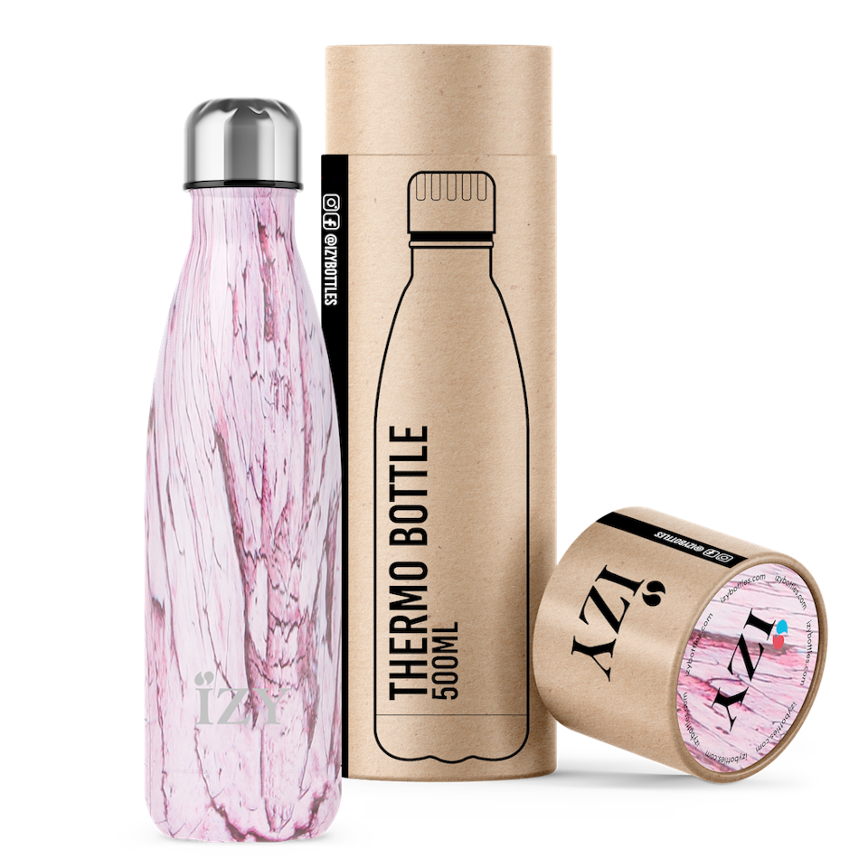 IZY Insulated Bottle - Marbel Pink  - 500ML