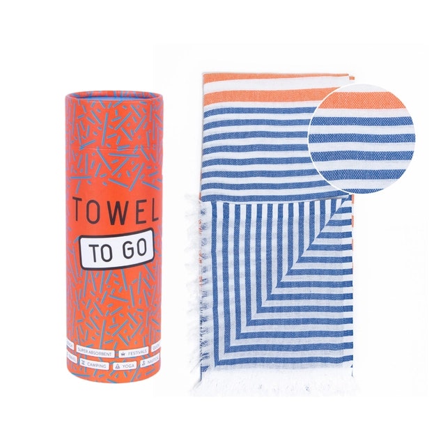 Towel 2 Go - Bali Hamman Håndkle - Blå/Oransje