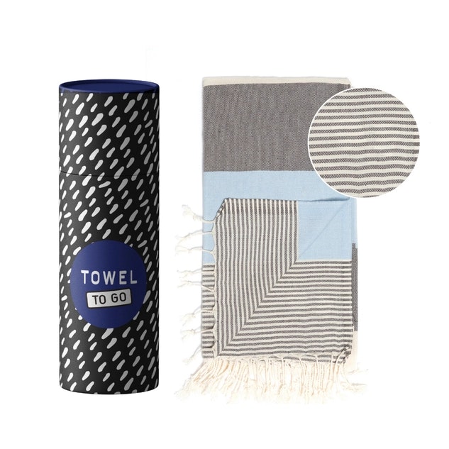 Towel 2 Go - Bali Hamman Håndkle - Grå/blå