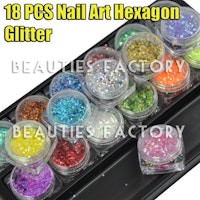 Små Hexagon glitter set - 18st