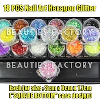 Små Hexagon glitter set - 18st