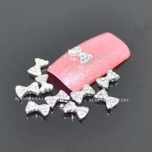 3D DIY Alloy dekorationer - 10st - 8mm "Diamond Bow"